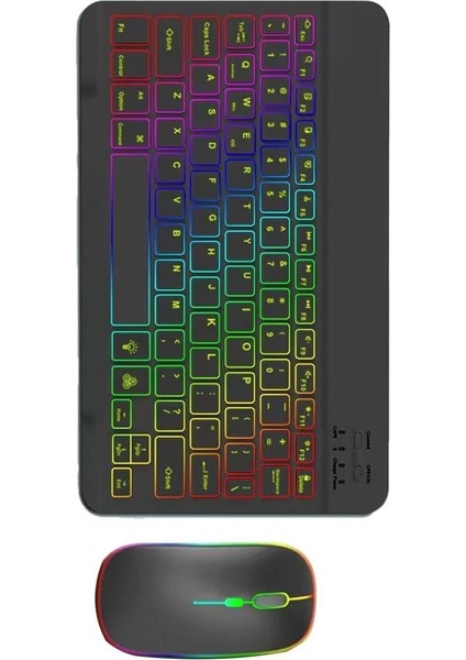 Reeder M7S 7" Uyumlu Kablosuz Bluetooth Şarjlı Rgp 7 Renk Işıklı Klavye Mouse Seti