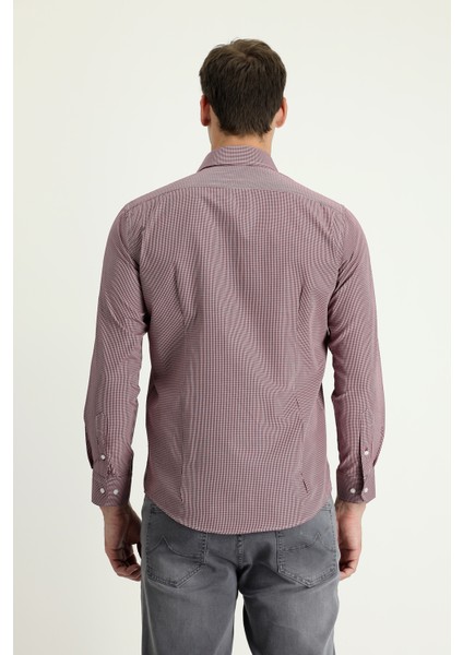 Uzun Kol Slim Fit Dar Kesim Desenli Pamuklu Kolay Ütülenebilir Gömlek