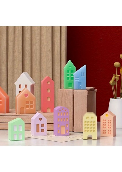 Epoksi Silikon Mini Ev Kalıpları 10’lu - Silikon Mini Ev Kalıpları & Kokulu Taş Kalıbı Mum Kalıbı fiyatları