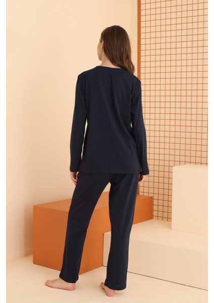 Lacivert Heart Pijama Takımı modelleri