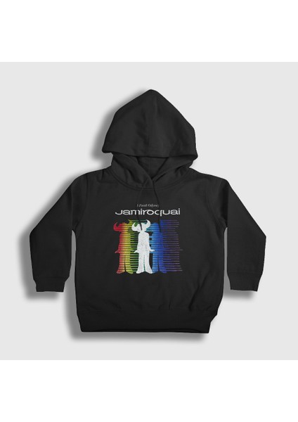 Unisex Çocuk Siyah Logo Jamiroquai Kapüşonlu Sweatshirt