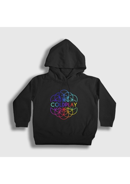 Unisex Çocuk Siyah Logo A Head Full Of Dreams Coldplay Kapüşonlu Sweatshirt