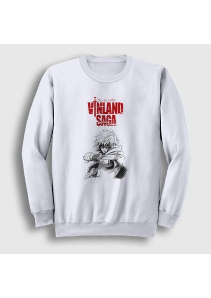 Unisex Beyaz Poster Thorfinn Anime Vinland Saga Sweatshirt