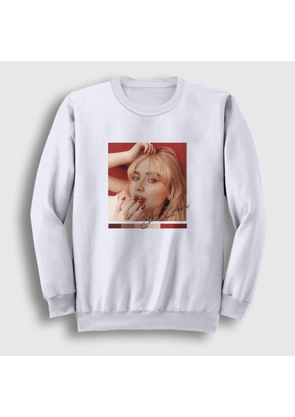 Unisex Beyaz Poster Sabrina Carpenter Sweatshirt