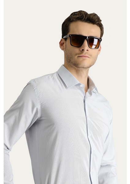 Uzun Kol Slim Fit Dar Kesim Klasik Çizgili Pamuklu Kolay Ütülenebilir Gömlek fiyatları