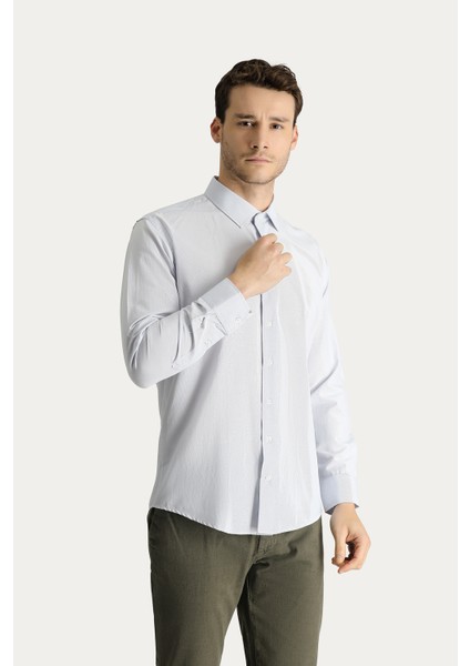 Uzun Kol Slim Fit Dar Kesim Klasik Çizgili Pamuklu Kolay Ütülenebilir Gömlek modelleri