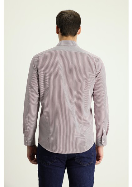 Uzun Kol Slim Fit Dar Kesim Çizgili Pamuklu Kolay Ütülenebilir Gömlek modelleri