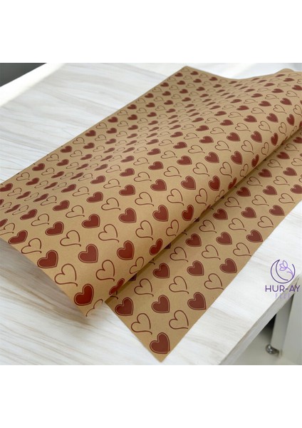 Kalp Baskılı Kraft Pelur /kalpli Pelur Kağıdı / 40 Gr. Kraft Pelur Kağıt / 50X70 cm 10 Adet / modelleri