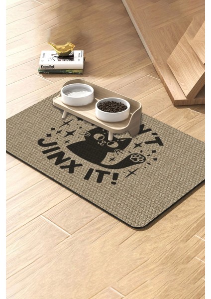 Pati Süper Mood Deri Nazar Etme Krem Beslenme Matı Kaymaz Su Geçirmez Kedi Köpek Mama Paspası 50X70CM