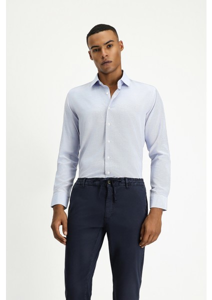 Uzun Kol Slim Fit Dar Kesim Klasik Desenli Pamuklu Kolay Ütülenebilir Gömlek