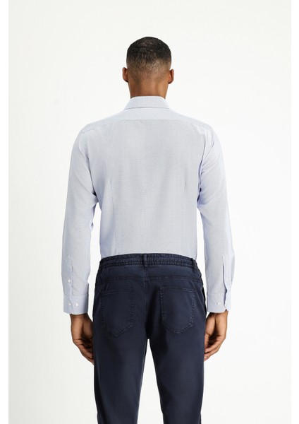 Uzun Kol Slim Fit Dar Kesim Klasik Desenli Pamuklu Kolay Ütülenebilir Gömlek