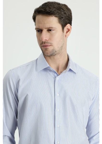 Uzun Kol Slim Fit Dar Kesim Çizgili Pamuklu Gömlek modelleri