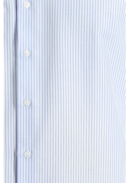 Uzun Kol Slim Fit Dar Kesim Çizgili Pamuklu Gömlek indirimleri