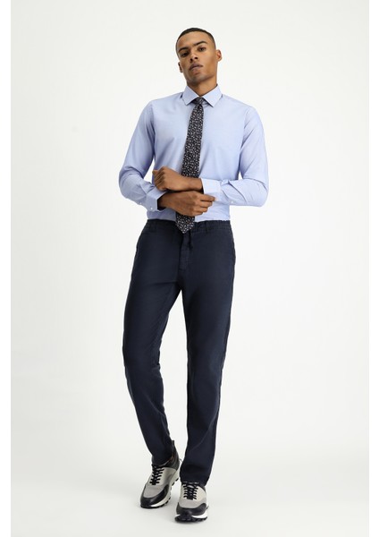 Uzun Kol Slim Fit Dar Kesim Klasik Desenli Pamuklu Kolay Ütülenebilir Gömlek