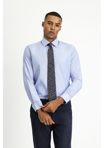 Uzun Kol Slim Fit Dar Kesim Klasik Desenli Pamuklu Kolay Ütülenebilir Gömlek