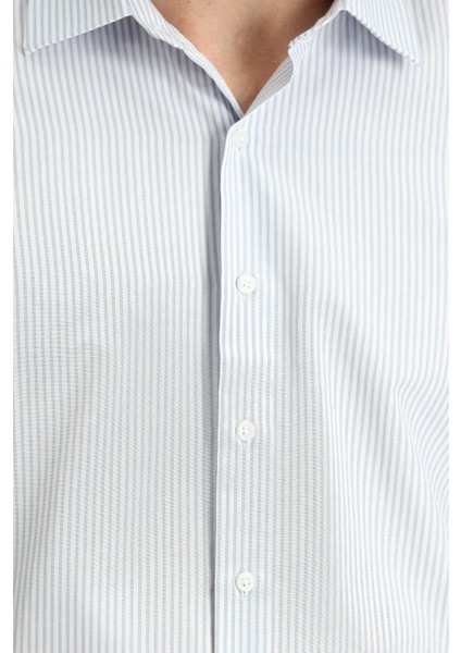 Uzun Kol Slim Fit Dar Kesim Çizgili Pamuklu Gömlek modelleri
