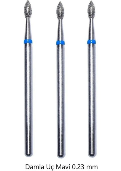 3'lü Elmas Freze Uç Freze Ucu Damla Mavi 0.23 mm Freze