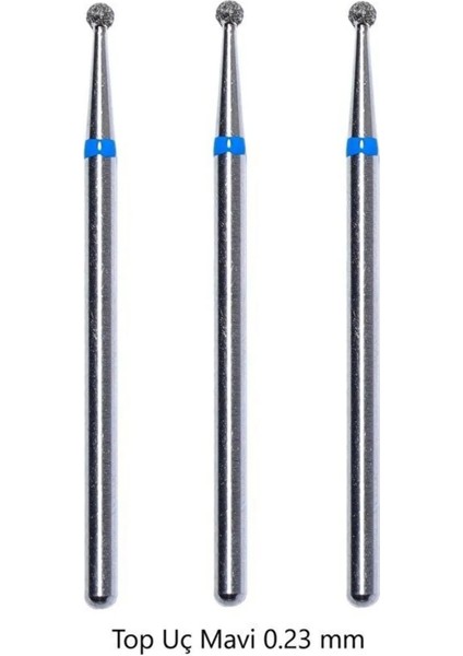 3'lü Elmas Freze Uç Freze Ucu Top Mavi 0.23 mm Freze