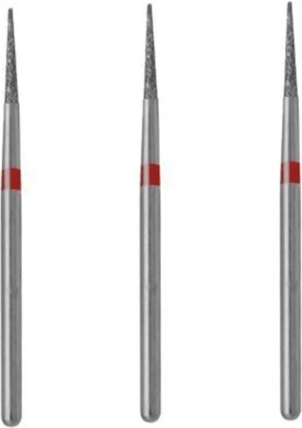 3'lü Elmas Freze Uç Freze Ucu Huni Kısa Kırmızı 0.27 mm Freze