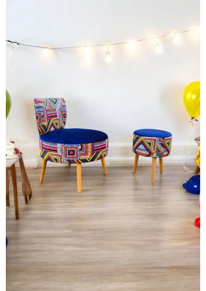 Çay Seti Tekli Koltuk Berjer ve Puf Takımı (Salon, Balkon, Ofis) 2 Li Takım