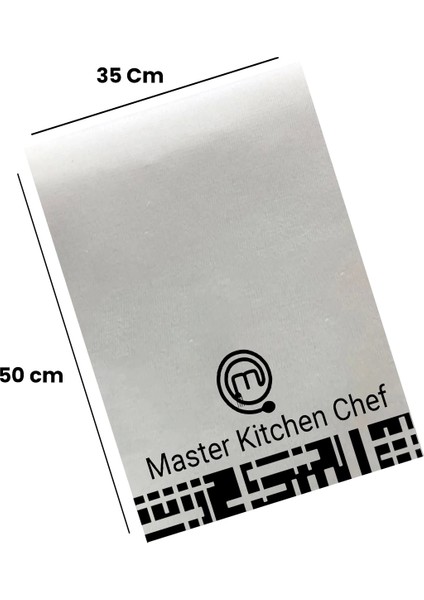 Master Kitchen Chef Siyah Mutfak Kurulama Fırın Beyaz El Havlusu Pamuklu 35 x 50 cm 2 Adet