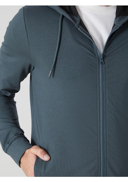 Lcwaıkıkı Basic Kapüşonlu Uzun Kollu Erkek Fermuarlı Sweatshirt
