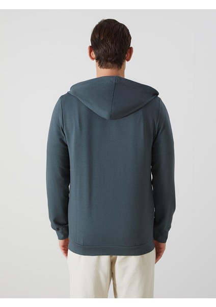 Lcwaıkıkı Basic Kapüşonlu Uzun Kollu Erkek Fermuarlı Sweatshirt
