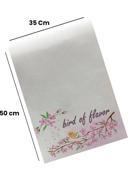 Lezzet Kuşu Pembe Mutfak Kurulama Fırın Beyaz El Havlusu Pamuklu 35 x 50 cm 2 Adet