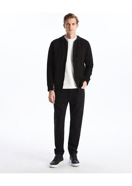 Lcwaıkıkı Basic Kapüşonlu Uzun Kollu Erkek Fermuarlı Sweatshirt
