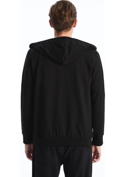 Lcwaıkıkı Basic Kapüşonlu Uzun Kollu Erkek Fermuarlı Sweatshirt
