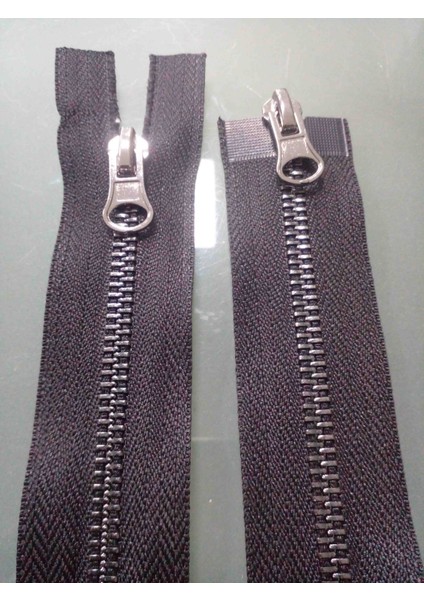80 cm 1 Adet Parlak Koyu Diş Black Nikel Diş Çift Kafalı Kombi Fermuar Siyah Renk