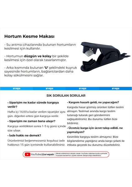 Su Arıtma Cihazı Hortum Kesme Makası