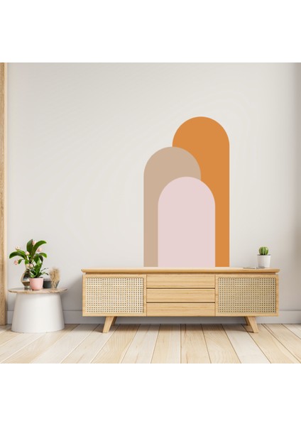 Boho Bohem Tarz Oval 3 Renk Duvar Sticker