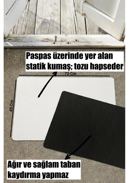 Artı Desenli Kahverengi Siyah Welcome Hoş Geldiniz Kapı Önü Paspası 45X70CM
