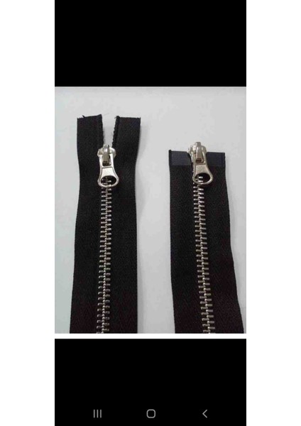 85 cm 1 Adet Parlak Gümüş Diş Çift Kafalı Kombi Fermuar Siyah Renk