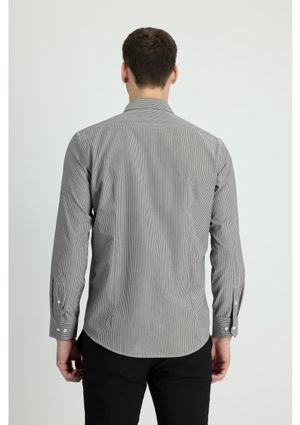 Uzun Kol Slim Fit Dar Kesim Klasik Çizgili Pamuklu Kolay Ütülenebilir Gömlek fiyatları