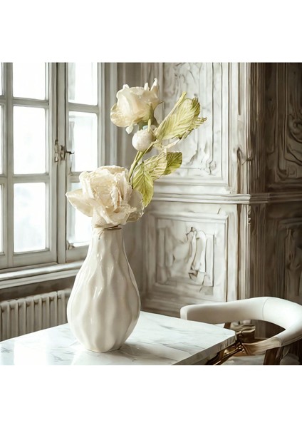 Krem Rengi Iskandinav Tarzı Bohem Trend Seramik 20CM Sade Vazo fiyatları