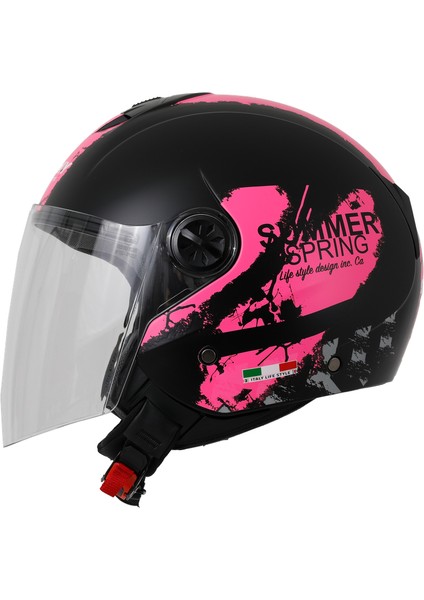 Sw 715 Pink Matt Black Yarım Kask