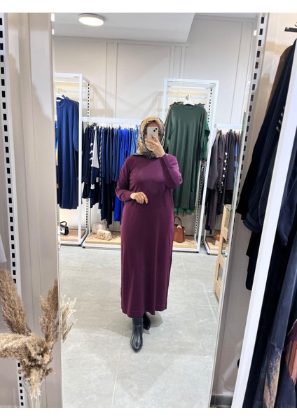 1420 Triko Elbise Bordo