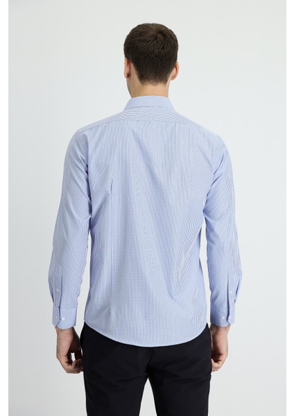 Uzun Kol Slim Fit Dar Kesim Ekose Pamuklu Kolay Ütülenebilir Gömlek