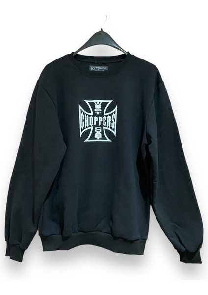 Rkek Siyah Regular Choppers Baskılı 0 Yaka 3 Iplik Sweatshirt fiyatları