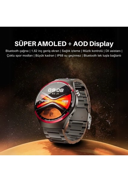 Amoled Ekran Silikon Metal Iki Kordonlu Space Edition Watch 4 Pro Plus Akıllı Saat