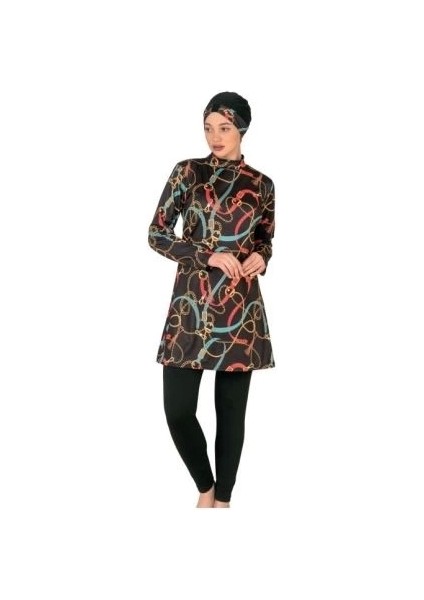 3412 Bayan Desenli Tesettür Mayo