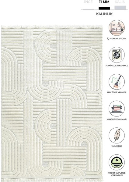 8709A Krem Bohem Modern Iskandinav Dokuma Halı Kesme Yolluk-Koridor-Antre-Yatak Odası-Mutfak-Hol