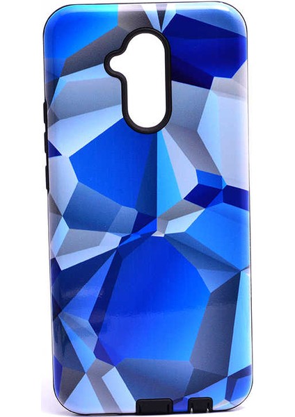 Mate 20 Lite Uyumlu Kılıf Kaliteli Çift Katmanlı Renkli Parlak Piramit Silikon Kapak
