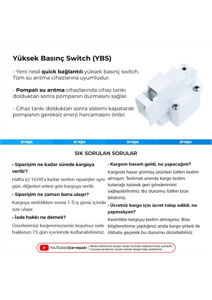 Su Arıtma Cihazı Yüksek Basınç Switch (YBS)