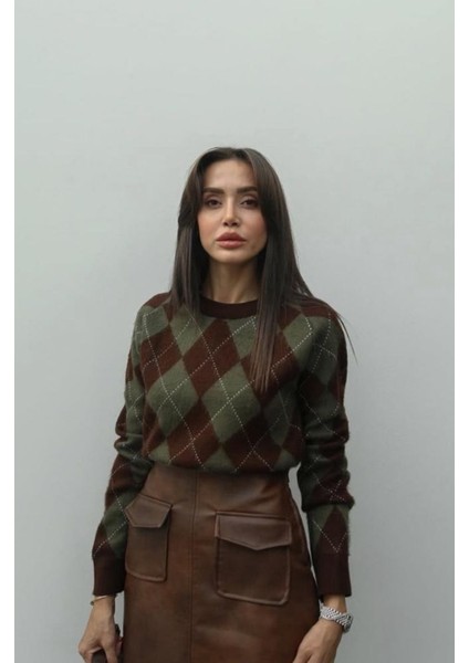 Baklava Desenli Triko Kazak
