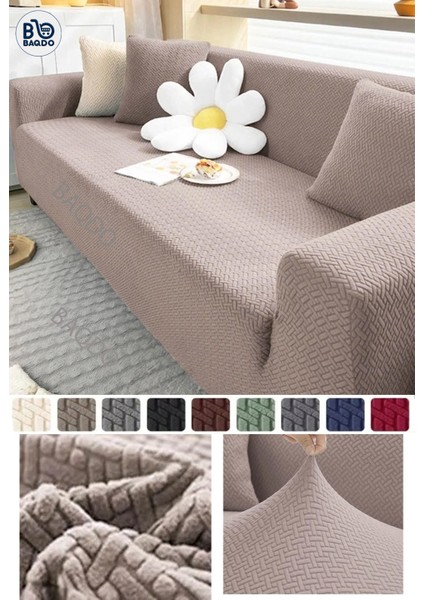 Baqdo Tuğla Desen Koltuk Örtüsü 3lu / 3 Kişilik Lastikli Kayma Yapmayan Çekyat kılıfı, Kanepe Kılıfı yıkanabilir 1 Adet