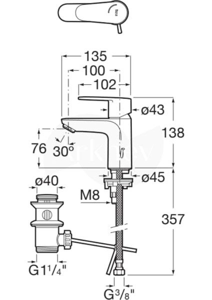 Victoria Plus Lavabo Batarya Parlak Krom, Sifon Kumandalı