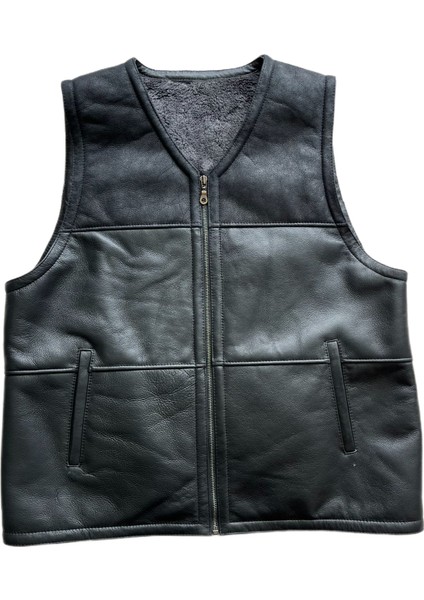 Erkek Deri Yelek Içi Kürk-Dışı Süet Hakiki Deri Klasik Yelek fiyatları